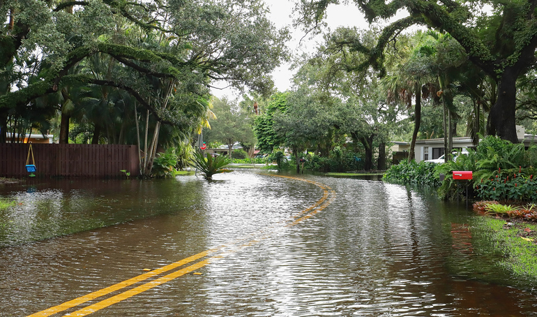 Image of the flooded street.